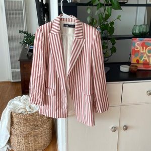 Zara pink striped blazer